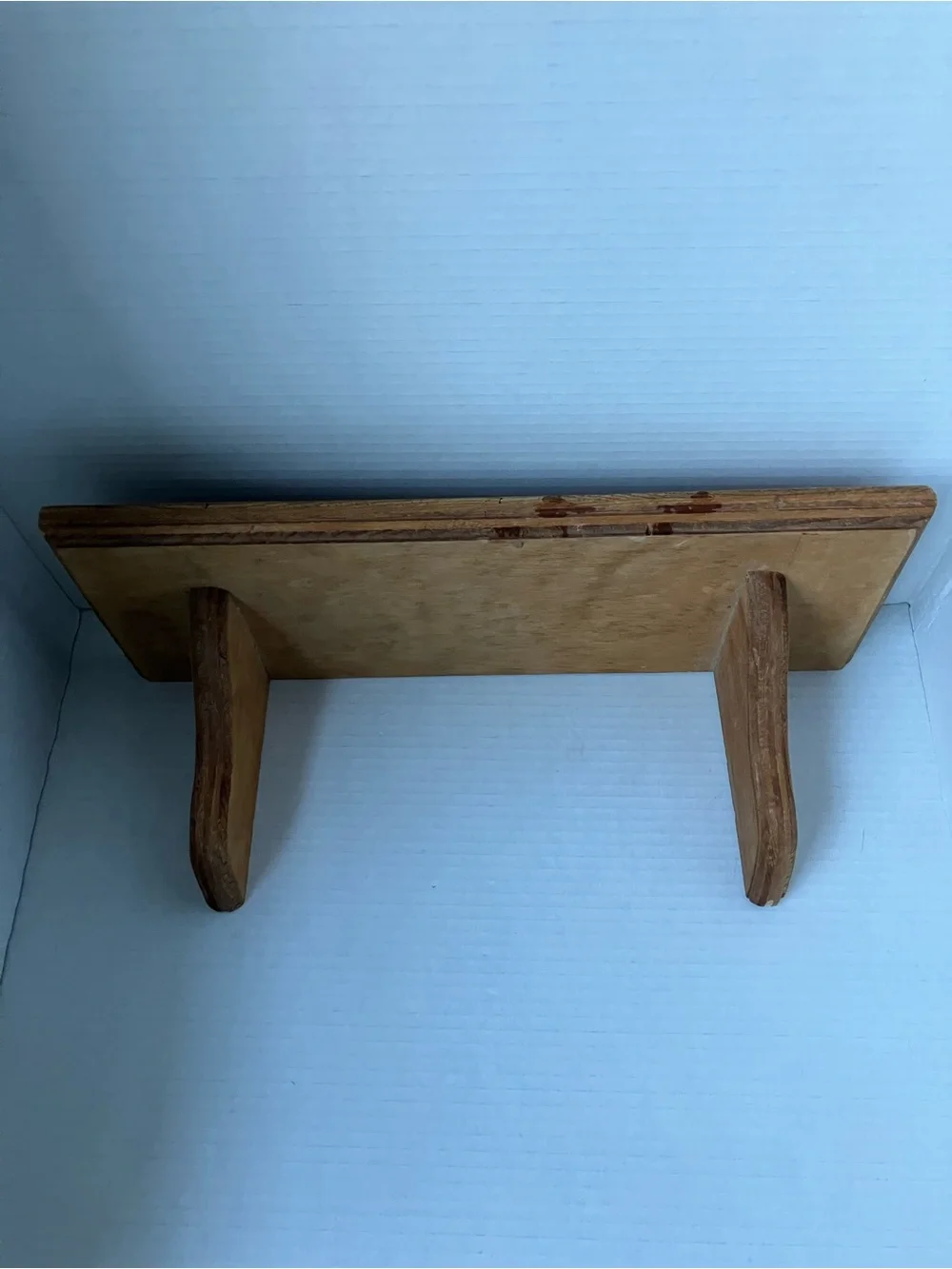 Vintage Brown Wooden Wall Shelf with Brackets